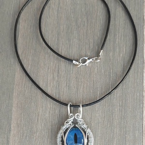 Kék sárkányszemes nyaklánc alumínium dróttal - ékszer - nyaklánc - medálos nyaklánc - Meska.hu