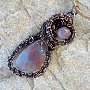 Drót nyaklánc jáspis ásvány kövekkel - ékszer - nyaklánc - medálos nyaklánc - Meska.hu