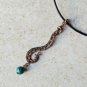 Vörösréz drótékszer szett krizokolla kövekkel - ékszer - ékszerszett - Meska.hu