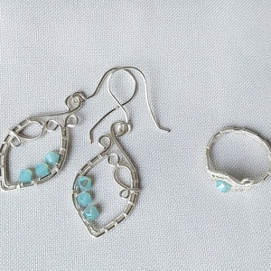 Ezüstözött fülbevaló és gyűrű swarovski kristállyal - Meska.hu