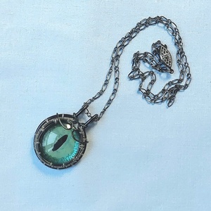 Zöld sárkányszem drót nyaklánc - Meska.hu