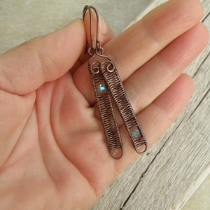 Vörösréz drót szett swarovski kristállyal - ékszer - ékszerszett - Meska.hu