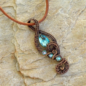 Vörösréz drót szett swarovski kristállyal - ékszer - ékszerszett - Meska.hu