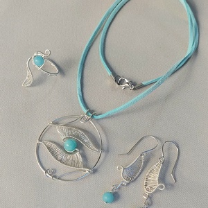 Kék jáde ezüstözött ékszer szett, Ékszer, Ékszerszett, Ékszerkészítés, MESKA