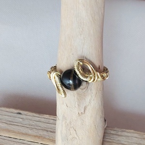 Sólyomszem drót gyűrű, Ékszer, Gyűrű, Szoliter gyűrű, Ékszerkészítés, MESKA