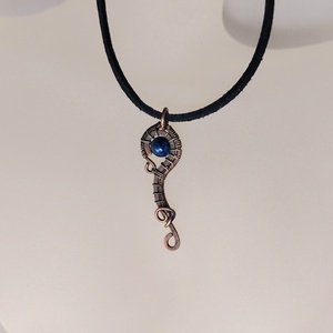 Lápis lazuli vörösréz drót nyaklánc - ékszer - nyaklánc - medálos nyaklánc - Meska.hu