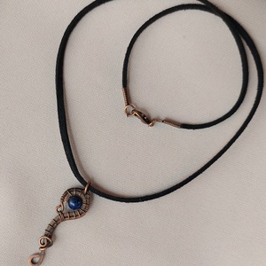 Lápis lazuli vörösréz drót nyaklánc - ékszer - nyaklánc - medálos nyaklánc - Meska.hu