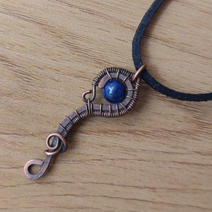 Lápis lazuli vörösréz drót nyaklánc - ékszer - nyaklánc - medálos nyaklánc - Meska.hu