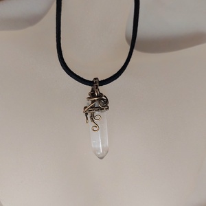 Antikolt alpakka nyaklánc hegyikristály ásvánnyal - ékszer - nyaklánc - medálos nyaklánc - Meska.hu