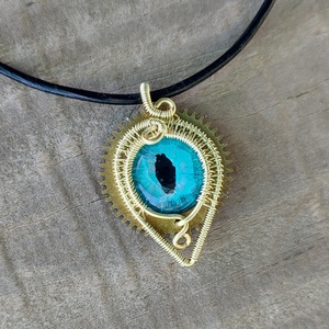 Steampunk stílusú sárkányszemes nyaklánc - ékszer - nyaklánc - medálos nyaklánc - Meska.hu