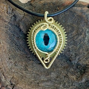 Steampunk stílusú sárkányszemes nyaklánc - ékszer - nyaklánc - medálos nyaklánc - Meska.hu