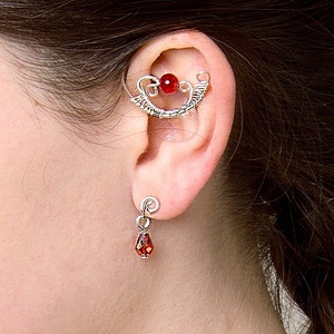 Drót fülékszer swarovski kristállyal - Meska.hu