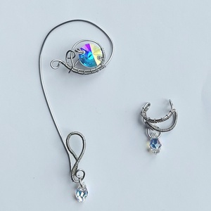 Acél fülékszer swarovski kristállyal - Meska.hu