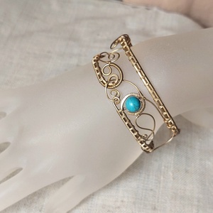 Antikolt alpakka karkötő türkiz ásvánnyal, Ékszer, Karkötő, Karperec, Ékszerkészítés, MESKA