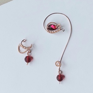 Rose gold drót asszimetrikus fülékszer swarovski kristállyal, Ékszer, Fülbevaló, Fülékszer, Ékszerkészítés, MESKA
