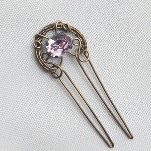 Antikolt alpakka hajtű swarovski kristállyal  - ruha & divat - hajdísz & hajcsat - hajcsat & hajtű - Meska.hu