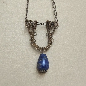 Sárgaréz drótékszer szett lápis lazuli ásvány kövekkel - ékszer - ékszerszett - Meska.hu