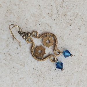 Steampunk stílusú drót fülbevaló swarovski kristállyal - ékszer - fülbevaló - lógó fülbevaló - Meska.hu