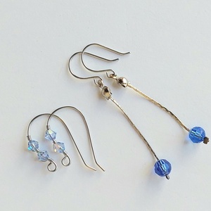 2 pár acél fülbevaló swarovski kristályokkal, Ékszer, Fülbevaló, Lógó fülbevaló, Ékszerkészítés, MESKA