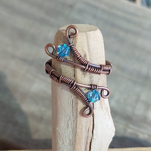 Vörösréz drót gyűrű swarovskival - ékszer - gyűrű - vékony gyűrű - Meska.hu