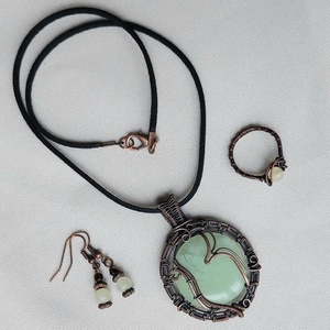 Jáde ásvány drótékszer szett - Meska.hu