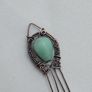 Vörösréz hajtű aventurin ásvány kővel - ruha & divat - hajdísz & hajcsat - hajcsat & hajtű - Meska.hu