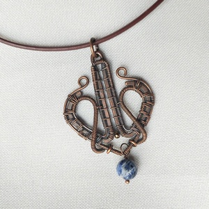 Vörösréz drótékszer szett szodalit kövekkel - ékszer - ékszerszett - Meska.hu