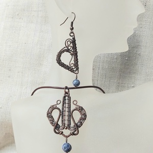 Vörösréz drótékszer szett szodalit kövekkel - ékszer - ékszerszett - Meska.hu