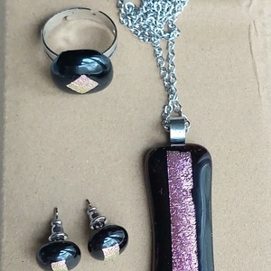 Olvasztott üveg ékszer szett - Meska.hu