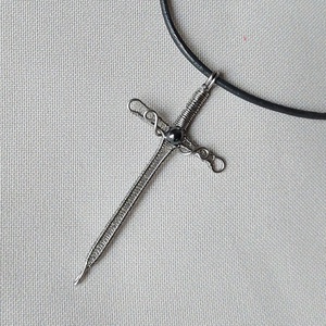 Acél kard férfi nyaklánc hematit kővel - ékszer - nyaklánc - medálos nyaklánc - Meska.hu