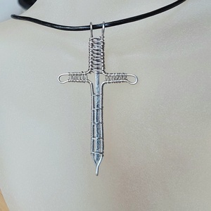 Acél és alumínium drót kard férfi nyaklánc - ékszer - nyaklánc - medálos nyaklánc - Meska.hu