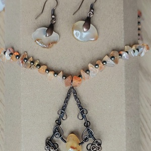 Vörösréz és karneol ékszer szett - Meska.hu