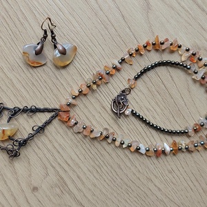 Vörösréz és karneol ékszer szett - ékszer - ékszerszett - Meska.hu