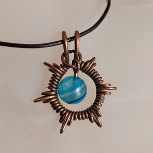 Apró réz gyerek nyaklánc kék achát ásvánnyal - Meska.hu