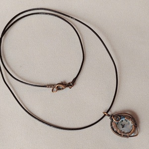 Pici vörösréz lány nyaklánc achát ásvánnyal - ékszer - nyaklánc - medálos nyaklánc - Meska.hu