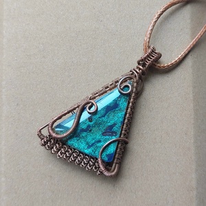 Fa, műgyanta és drót nyaklánc - Meska.hu