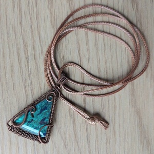 Fa, műgyanta és drót nyaklánc - ékszer - nyaklánc - hosszú nyaklánc - Meska.hu