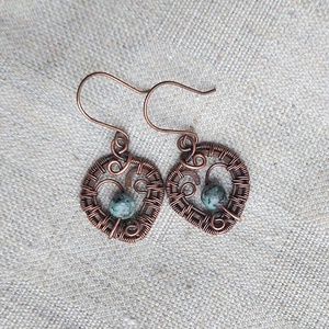 Vörösréz drótékszer szett szezám jáspis ásvánnyal - ékszer - ékszerszett - Meska.hu