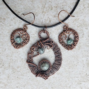 Vörösréz drótékszer szett szezám jáspis ásvánnyal - Meska.hu