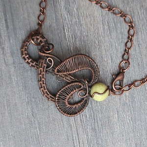 Vörösréz karkötő citrom jáde ásvánnyal - ékszer - karkötő - karkötő medállal - Meska.hu