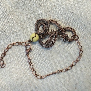 Vörösréz karkötő citrom jáde ásvánnyal - ékszer - karkötő - karkötő medállal - Meska.hu