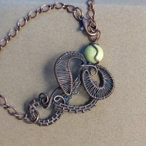 Vörösréz karkötő citrom jáde ásvánnyal - ékszer - karkötő - karkötő medállal - Meska.hu