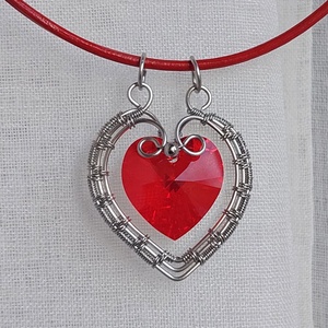 Vörös szív acél nyaklánc valentin napra - Meska.hu
