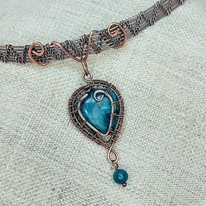 Vörösréz nyakék apatit ásvány kövekkel, Ékszer, Nyaklánc, Nyakpánt, gallér, Ékszerkészítés, MESKA