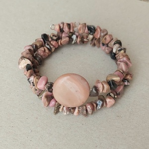 Rodonit ásvány karkötő dupla memória drótból - ékszer - karkötő - karperec - Meska.hu