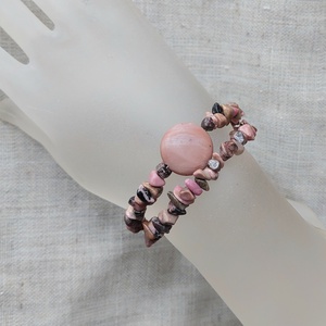 Rodonit ásvány karkötő dupla memória drótból - Meska.hu