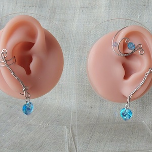 Aszimmetrikus acél fülékszer swarovski kristályokkal - Meska.hu