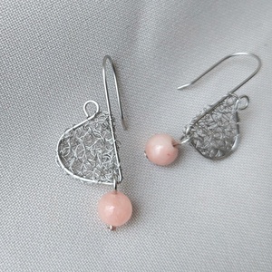 Horgolt acél fülbevaló turmalin ásvány golyókkal - Meska.hu