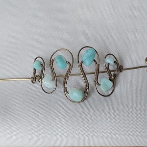 Antikolt alpakka hajtű amazonit ásvány kövekkel - esküvő - hajdísz - hajtű - Meska.hu