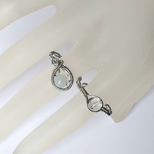 Dupla acél gyűrű hegyikristály és jáde ásvány kövekkel, Ékszer, Gyűrű, Fonódó gyűrű, Ékszerkészítés, MESKA